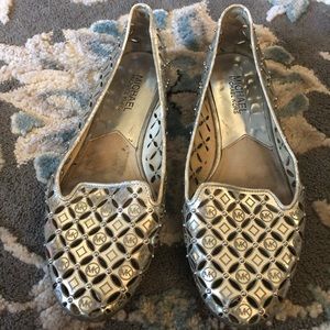 Michael Michael kors silver laser cut out flats